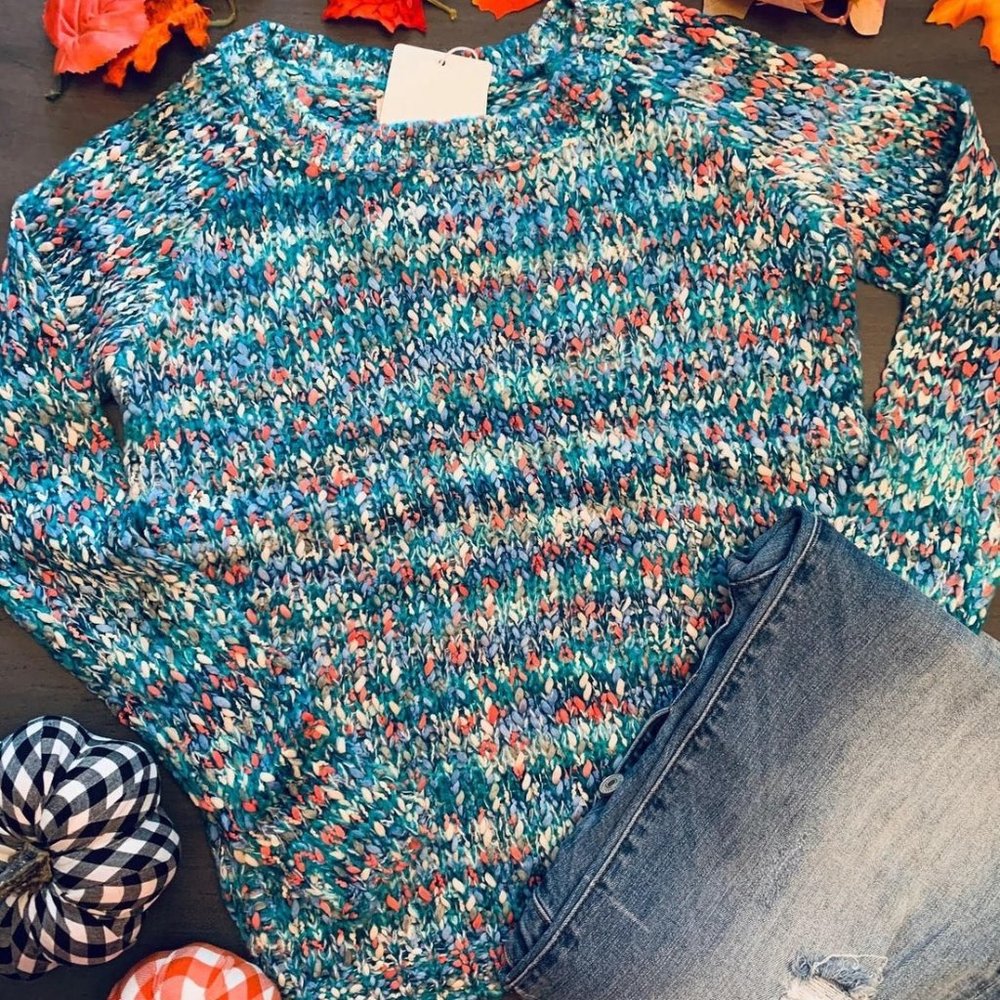 Popcorn Multi color knit sweater NWT